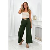 Kesi Viscose trousers with wide legs in khaki color | Shoptok.si