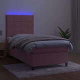 vidaXL Box spring postelja z vzmetnico LED roza 90x190 cm za | Shoptok.si