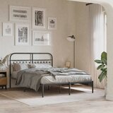 Maison Chic Kovinski Posteljni okvir - Dvoposteljna postelja - Zakonska postelja z vzglavjem črn 140x200 cm, (21692660) | Shoptok.si