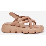 Boto Women's Platform Sandals With Straps Beige Filamira | Shoptok.si