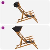 Ležaljka 2 pcs 3 Pozicija Čvrsto drvo eukaliptusa Crna - Crna 2x stolica | shoptok.hr