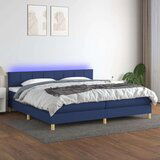  Box spring postelja z vzmetnico LED modra 200x200 cm blago, (20899493) | Shoptok.si