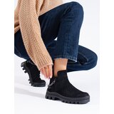 W. POTOCKI Suede openwork ankle boots for women black Potocki cene