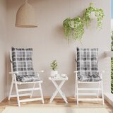  Jastuci za stolicu visoki naslon 2 kom sivi karirani od tkanine | shoptok.hr