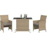  3-dijelni bistro set s jastucima miješane bež boje poliratan | Eponuda.com