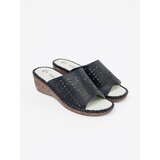 Shelvt Women's navy blue wedge flip-flops | Shoptok.si