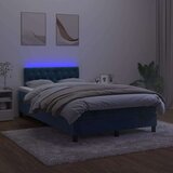 vidaXL Box spring postelja z vzmetnico LED tem. modra 120x190 cm žamet | Shoptok.si