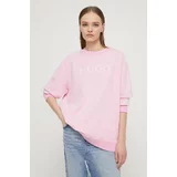 Hugo Bombažen pulover ženska, roza barva