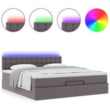 vidaXL Otomanski posteljni okvir z vzmetnico siv 160x200 cm um. usnje | Shoptok.si