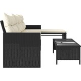  Vrtna sofa L-oblika sa stolom i jastucima crna od poliratana | shoptok.hr