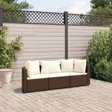  3-dijelni set vrtnih sofa s jastucima smeđi od poliratana | shoptok.hr