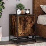 vidaXL Nočna omarica dimljeni hrast 40x31x50 cm inž. les in kovina | Shoptok.si