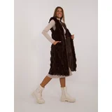 Fashion Hunters Dark brown long fur vest with zipper