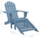 vidaXL Vrtna stolica Adirondack s otomanom od masivne jelovine plava | shoptok.hr
