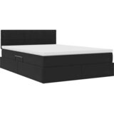  LED krevet za pohranu s madracem Crna 140 x 190 cm Baršun | Shoptok.si