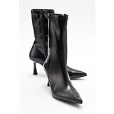 LuviShoes SPEZIA Women's Black Patent Leather Heeled Boots Cene