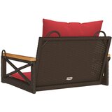  Klupa za ljuljanje s jastucima smeđa 63x62x40 cm od poliratana | Eponuda.com