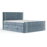 Plavi boxspring krevet s prostorom za odlaganje 200x200 cm Bergamo –