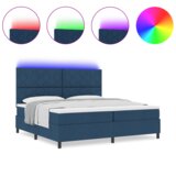 Box Spring krevet s madracem &amp LED plavi 200x200 cm Tkanina | shoptok.hr