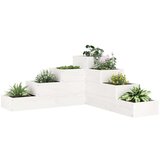 vidaXL Vrtna korita s 4 nadstropji bela 80,5x79x36 cm trdna borovina | Shoptok.si