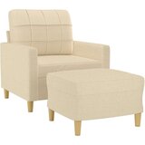 vidaXL Fotelj s stolčkom za noge krem 60 cm blago | Shoptok.si