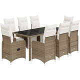 vidaXL Vrtna bistro garnitura 9-delna z blazinami rjav poli ratan, (21323909) | Shoptok.si