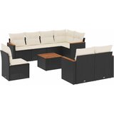  9-dijelni set vrtnih sofa s jastucima crni od poliratana Slike