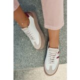 Zazoo Leather Women's Sneakers On Platform N1234 Beige-Red | Shoptok.si