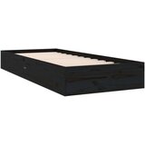  Posteljni okvir črn iz trdnega lesa 75x190 cm 2FT6, (20707559) | Shoptok.si