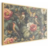  Plakat Flowers Birds and Butterflies - vintage-style illustration 60x40 Zlatni okvir | shoptok.hr