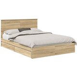 vidaXL Postelja s shranjevanjem z vzglavjem Sonoma hrast 140 x 200 cm, (5000106363) | Shoptok.si
