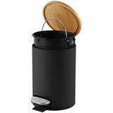 Teesa TEESA TSA0407 kopalni koš za smeti s pedalom 3 L – Soft Close, bambus, mat črna | Shoptok.si