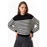Lafaba Women's Black Turtleneck Striped Knitwear Sweater Cene