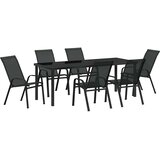  Vrtni set za objed 7 kom. Crna Čelik s prahom | shoptok.hr