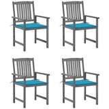 Maison Chic Vrtni stoli - Stol za vrt z blazinami 4 kosi sivi trden akacijev les JS2284, (21877081) | Shoptok.si
