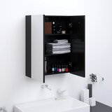 vidaXL Kopalniška omarica z ogledalom 60x15x75 cm MDF sijoče črna Cene