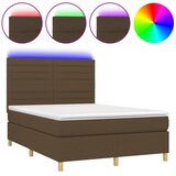 Krevet box spring s madracem LED tamnosmeđi 140x200 cm tkanina | shoptok.hr