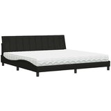  Postelja z vzmetnico črna 200x200 cm blago | Shoptok.si