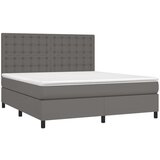  Box spring postelja z vzmetnico LED siva 160x200cm umetno usnje, (20898364) | Shoptok.si