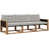  Set vanjskih sofa s jastukom 3 pcs Prirodna i svjetlosiva | shoptok.hr