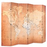 Furnova Zložljiv paravan 228x170 cm zemljevid sveta rumen, (21930039) | Shoptok.si