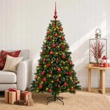  Umjetno božićno drvce s kuglicama 120 cm 150 LED lampica - 120 cm s LED-ima i crvenim lopticama | shoptok.hr