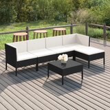 Maison Chic Seti vrtnega pohištva - Vrtna garnitura - Vrtni pohištvo set 6-delna z blazinami poli ratan črna, (21807146) | Shoptok.si
