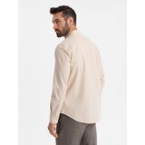 Ombre Men's linen shirt with collar and pocket REGULAR FIT - cream | Shoptok.si