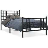 vidaXL Kovinski posteljni okvir z vzglavjem in vznožjem črn 100x190 cm | Shoptok.si