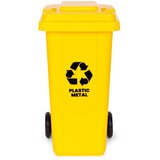  Kanta za otpad 120 L – žuta, plastika, s kotačima | shoptok.hr
