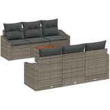 vidaXL 7 Dijelni Set Dvorišnog Sofe s Jastučićima Sivi Poli Ratan Akacija | shoptok.hr