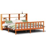 vidaXL Knjižna postelja brez vzmetnice vošč. rjava 180x200 cm borovina | Shoptok.si