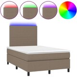  Krevet box spring s madracem LED smeđesivi 120 x 200 cm tkanina | shoptok.hr