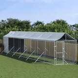 vidaXL Zunanja pasja ograda s streho srebrna 2x14x2,5m pocinkano jeklo | Shoptok.si